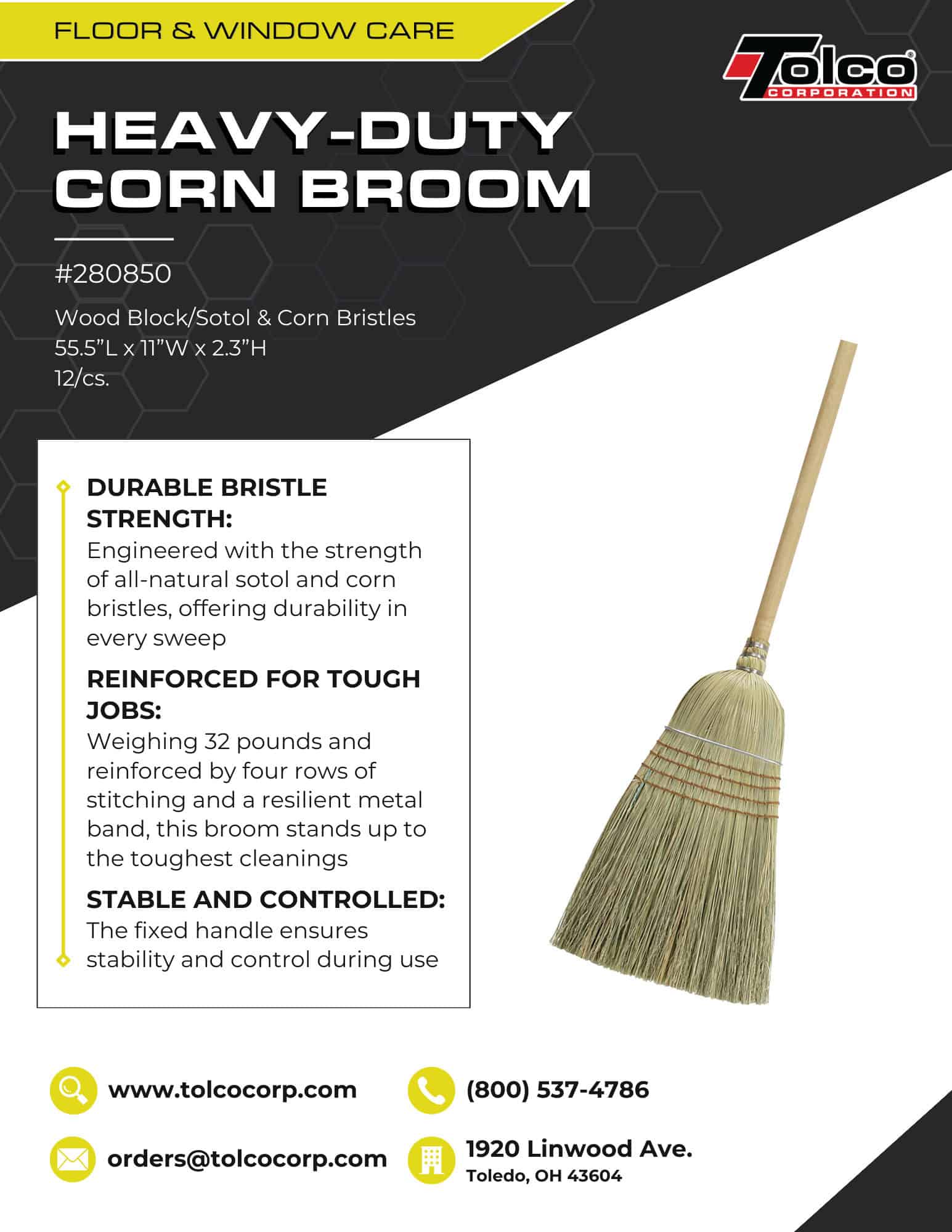 Heavy-Duty Corn Lobby Broom - Tolco Corporation